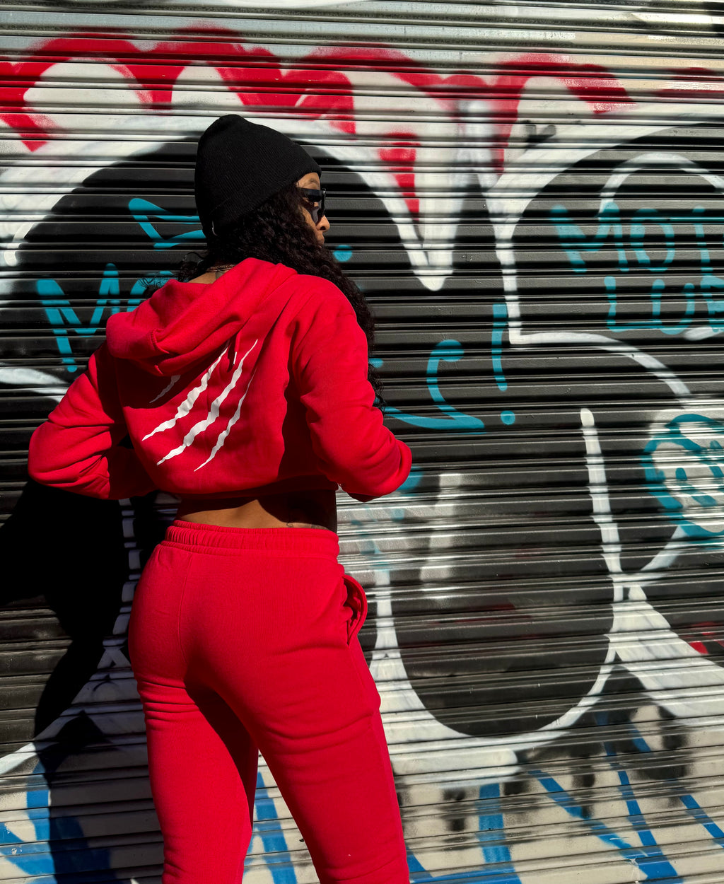 Untamed Baddie Red Crop Sweatsuit